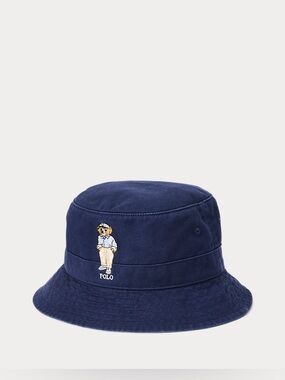 POLO RALPH LAUREN Polo Bear Twill Bucket Hat Dapper Suspenders in Navy S/M